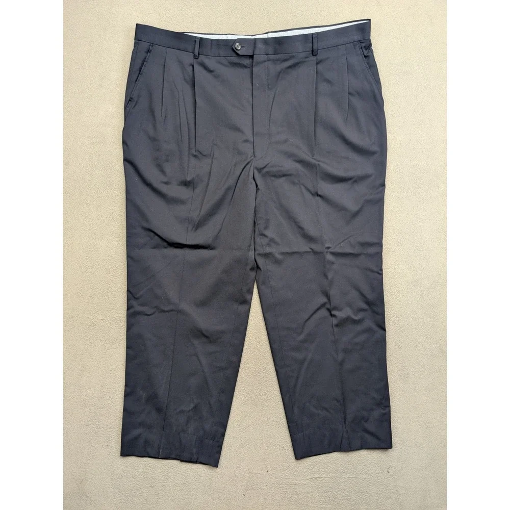 Joseph & Feiss Mens Size 52L 2 Piece Suit Navy Blue Solid Pleated Pants 48x30 - Picture 10 of 12